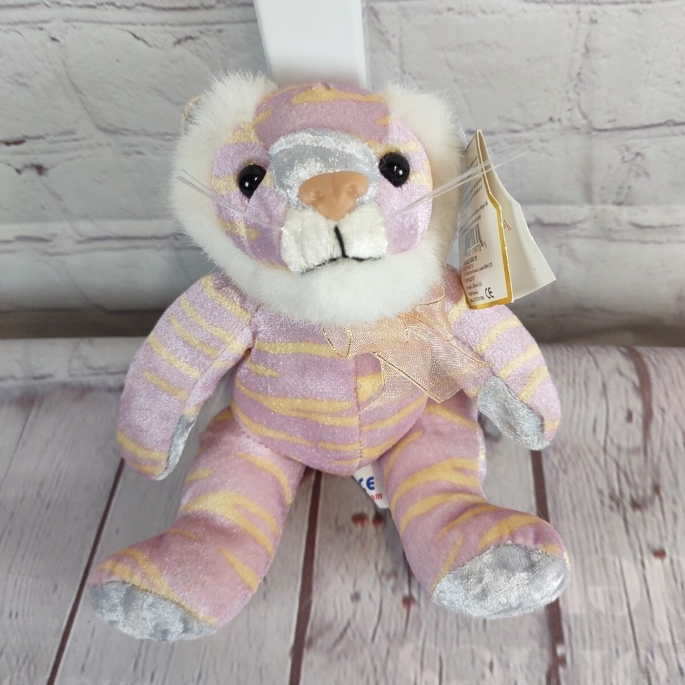 Kellytoy Plush Pink Tiger 6" Original Jewel Tone Treasures Stuffed Toy 1999 NWT